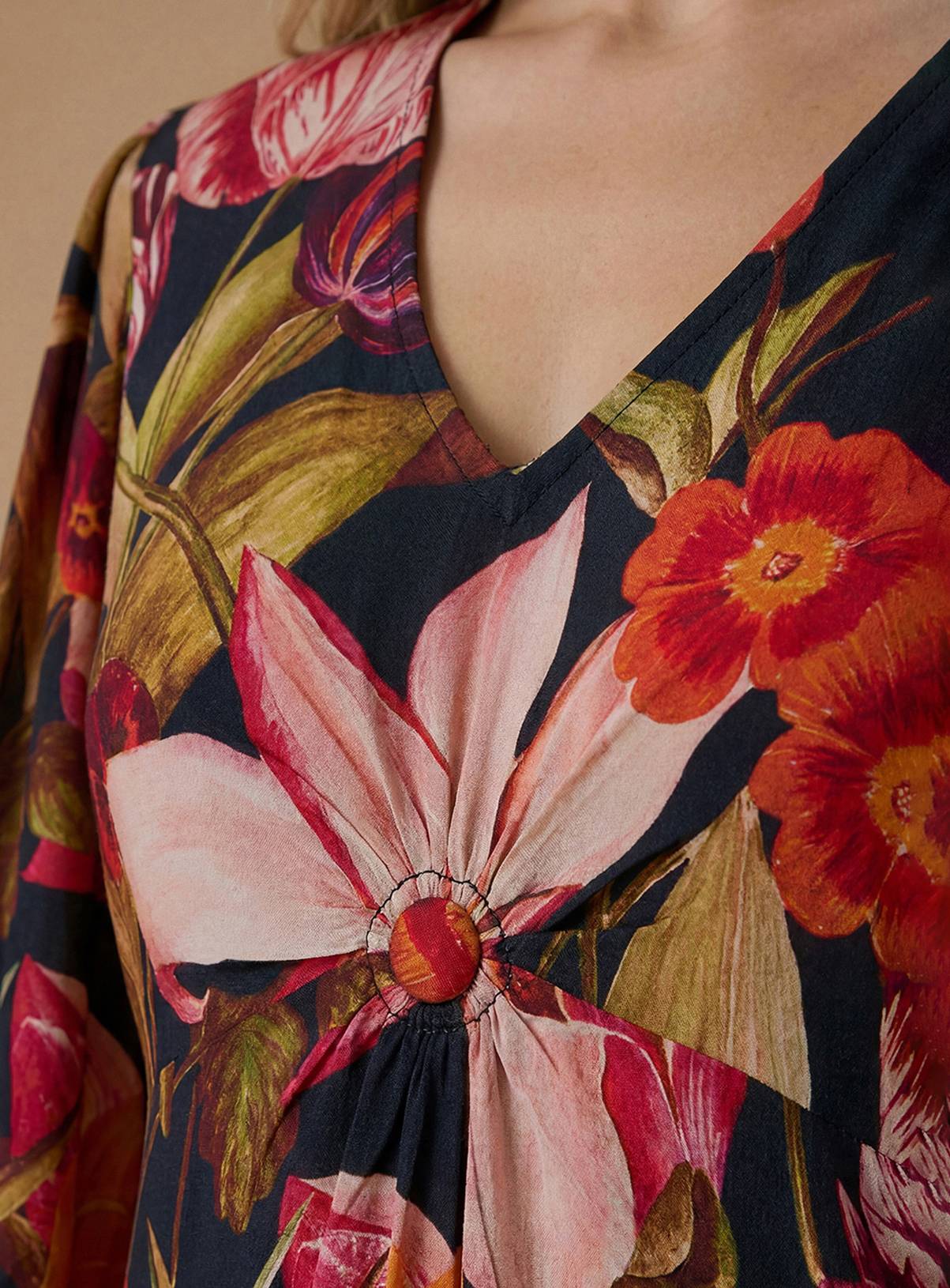 OASIS Volume Sleeve Printed Viscose Midaxi Dress 6 - Image 3